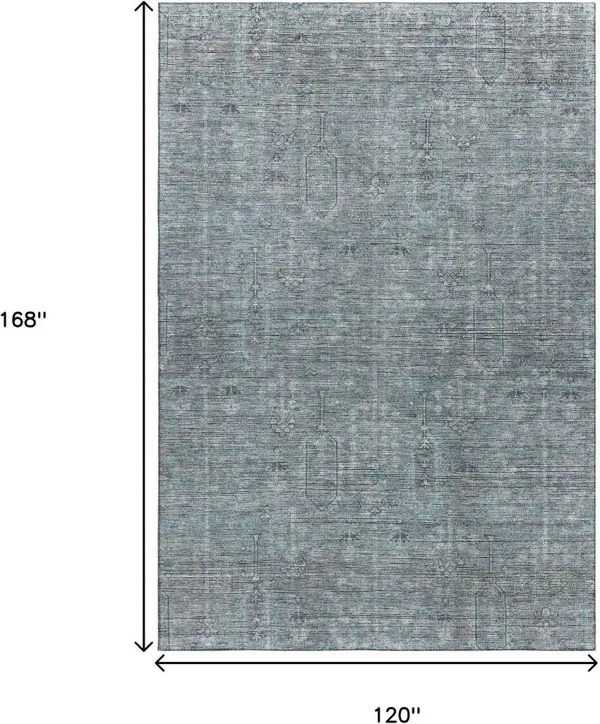 Teal And Gray Southwestern Washable Area Rug With UV Protection Photo 3