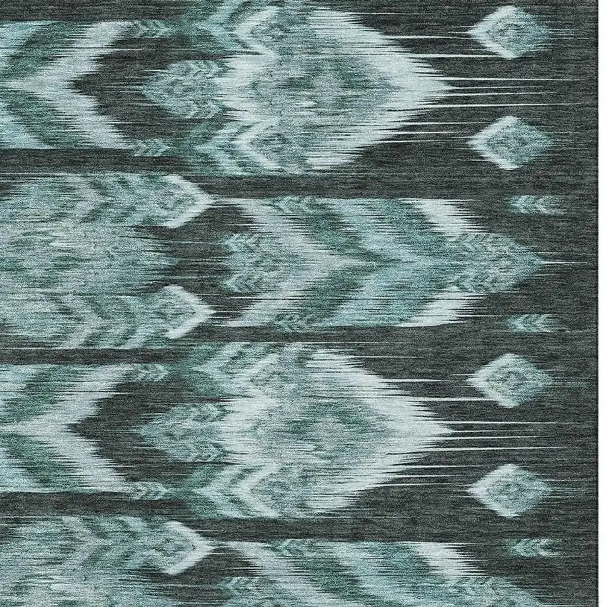 Teal And Gray Southwestern Washable Area Rug With UV Protection Photo 3