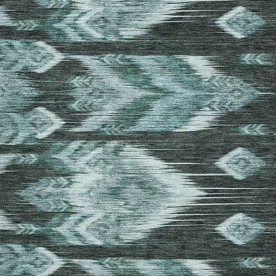Teal And Gray Southwestern Washable Area Rug With UV Protection Photo 3