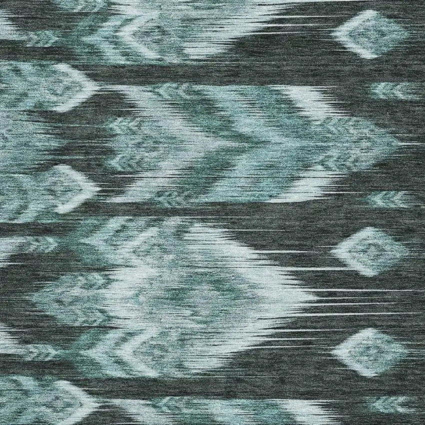 Teal And Gray Southwestern Washable Area Rug With UV Protection Photo 3