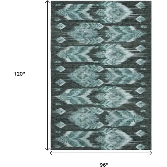 Teal And Gray Southwestern Washable Area Rug With UV Protection Photo 3