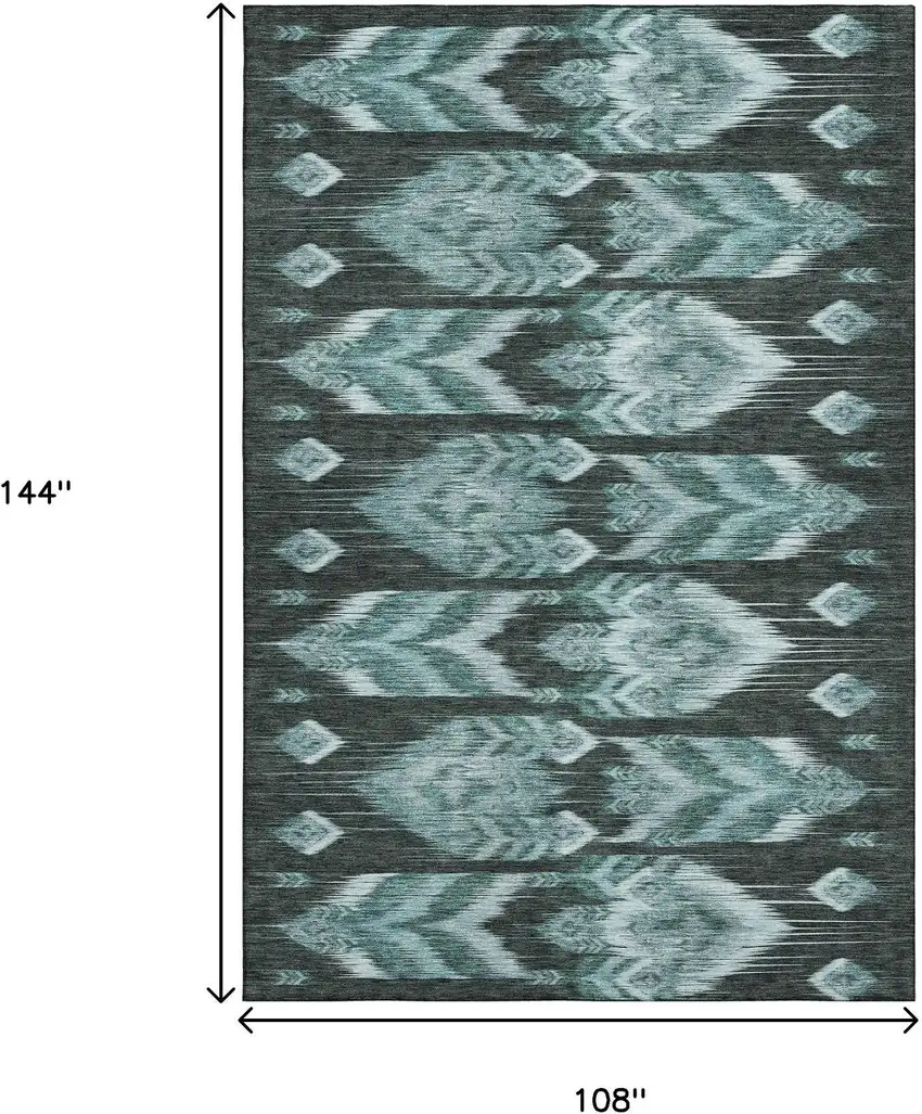 Teal And Gray Southwestern Washable Area Rug With UV Protection Photo 3