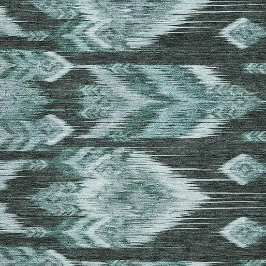 Teal And Gray Southwestern Washable Area Rug With UV Protection Photo 3