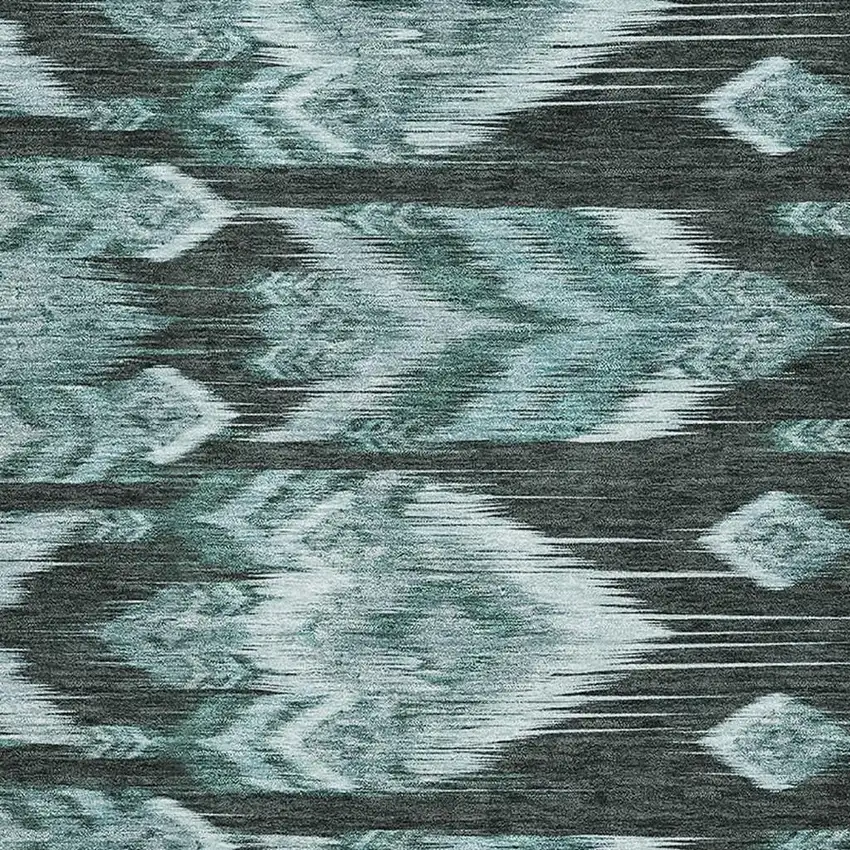 Teal And Gray Southwestern Washable Area Rug With UV Protection Photo 3