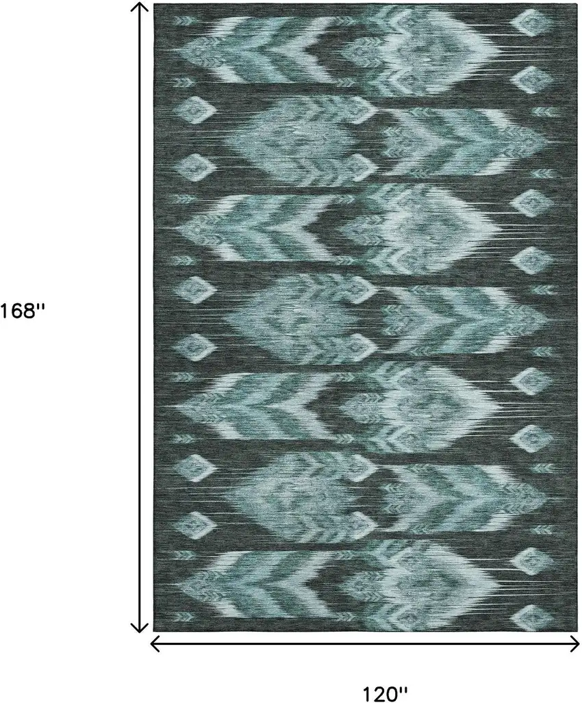 Teal And Gray Southwestern Washable Area Rug With UV Protection Photo 3