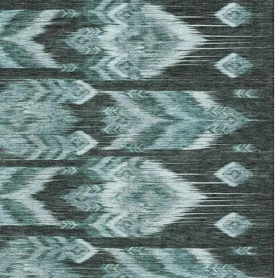 Teal And Gray Southwestern Washable Area Rug With UV Protection Photo 4