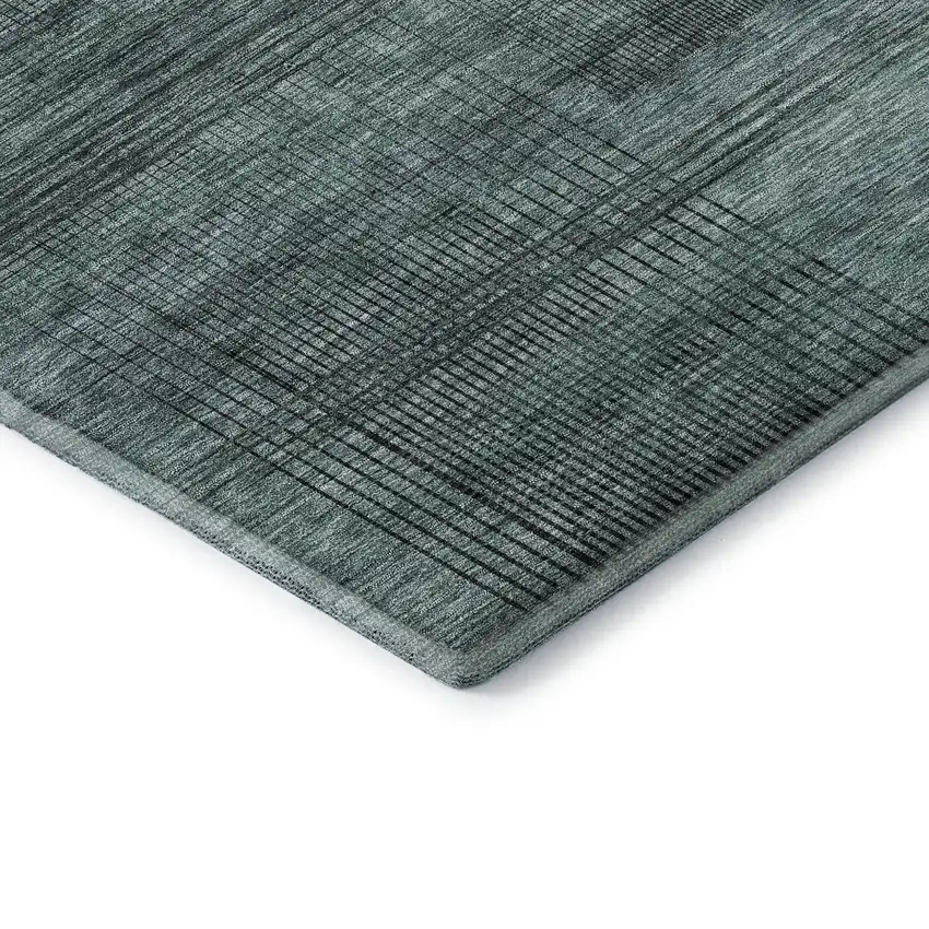 Teal And Gray Striped Washable Area Rug With UV Protection Photo 8