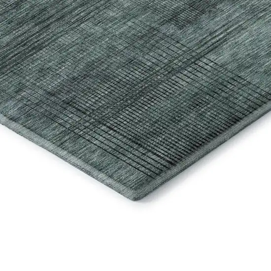 Teal And Gray Striped Washable Area Rug With UV Protection Photo 8