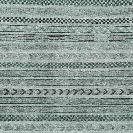 Teal And Gray Striped Washable Area Rug With UV Protection Photo 2