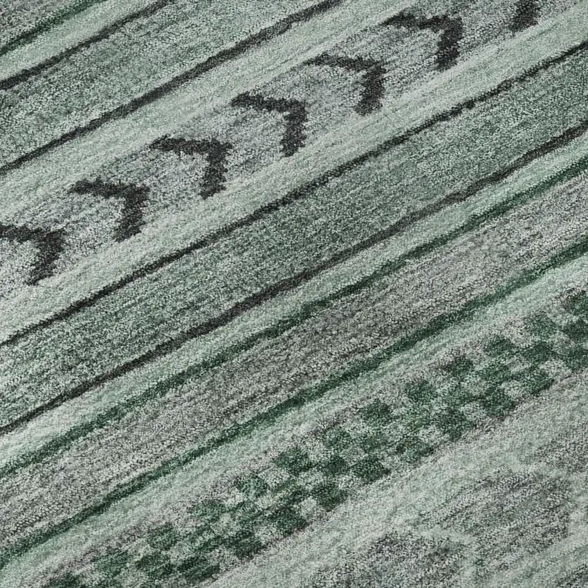 Teal And Gray Striped Washable Area Rug With UV Protection Photo 9