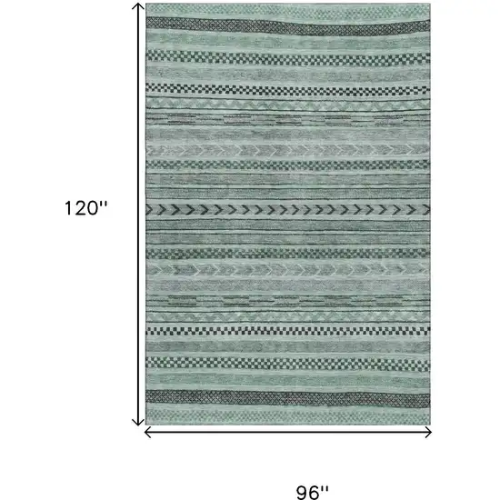 Teal And Gray Striped Washable Area Rug With UV Protection Photo 8