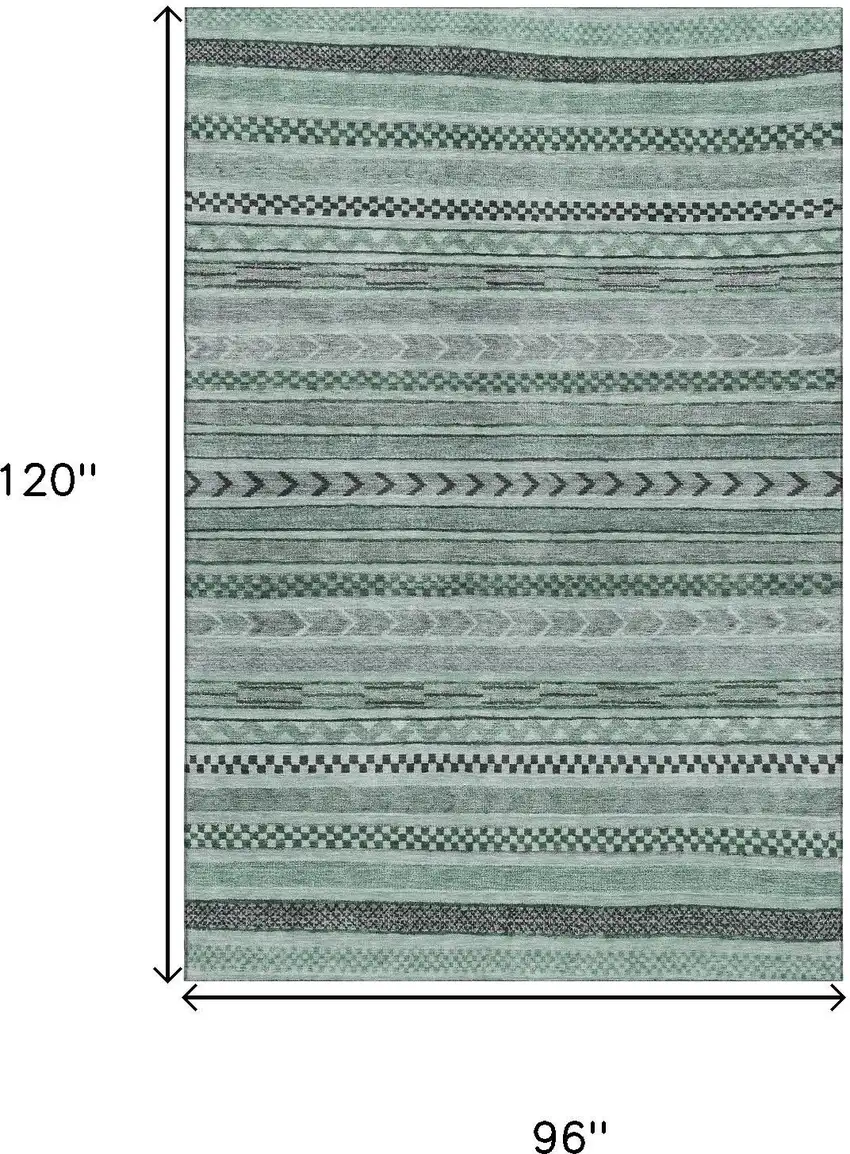 Teal And Gray Striped Washable Area Rug With UV Protection Photo 8