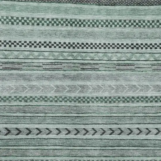 Teal And Gray Striped Washable Area Rug With UV Protection Photo 3