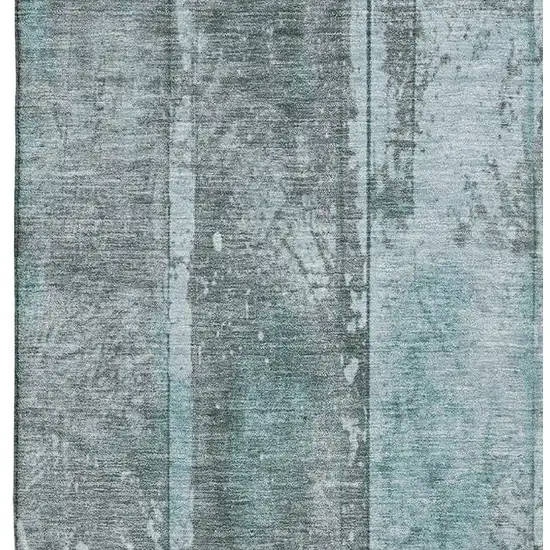 Teal And Gray Striped Washable Area Rug With UV Protection Photo 2
