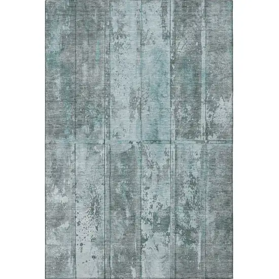 Teal And Gray Striped Washable Area Rug With UV Protection Photo 3
