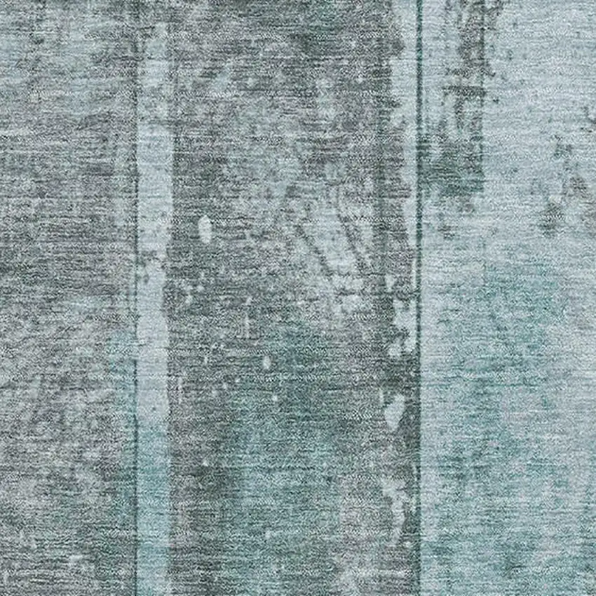 Teal And Gray Striped Washable Area Rug With UV Protection Photo 2
