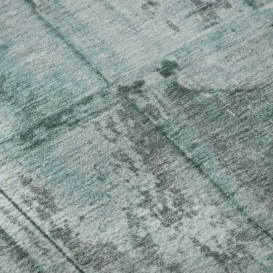 Teal And Gray Striped Washable Area Rug With UV Protection Photo 9