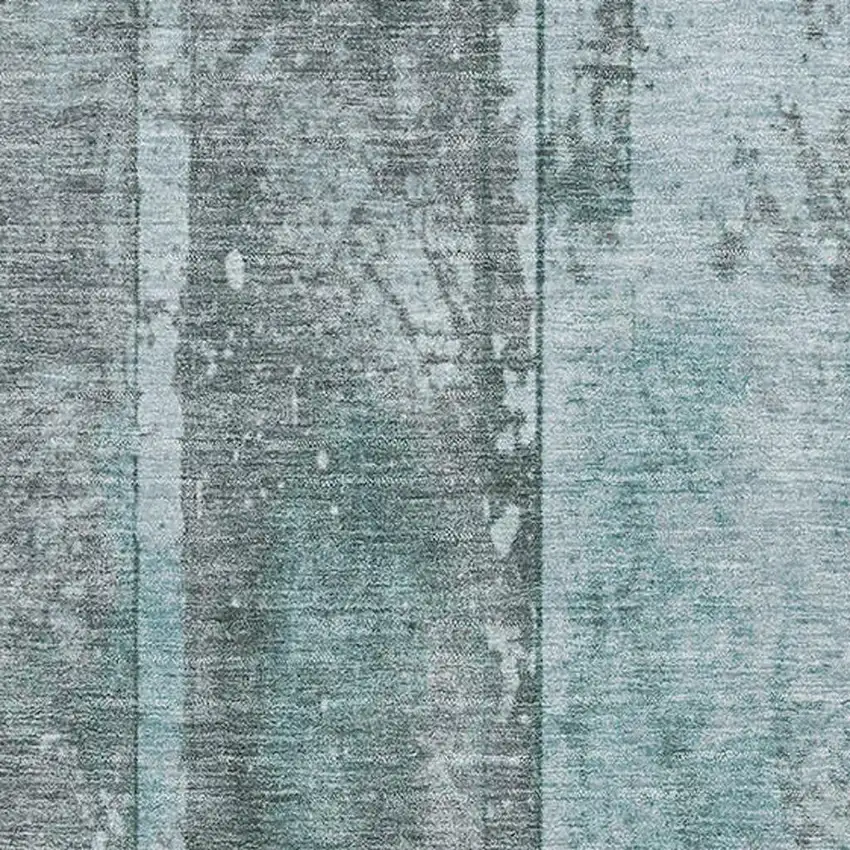 Teal And Gray Striped Washable Area Rug With UV Protection Photo 2
