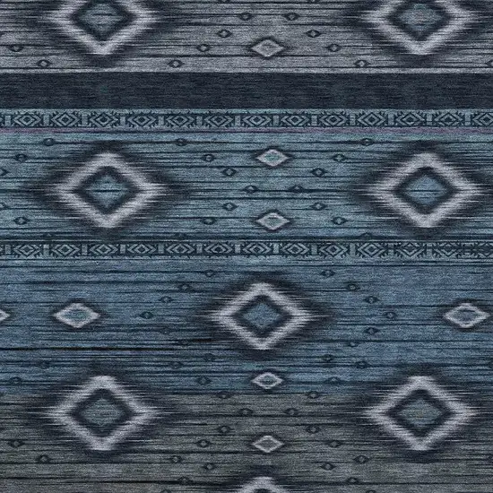 Teal And Gray Tribal Washable Area Rug With UV Protection Photo 3