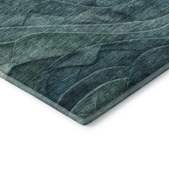 Teal And Green Abstract Washable Area Rug With UV Protection Photo 6