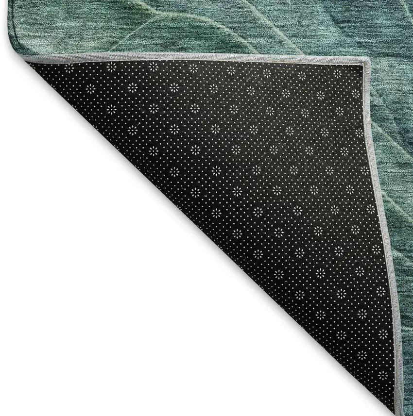 Teal And Green Abstract Washable Area Rug With UV Protection Photo 5