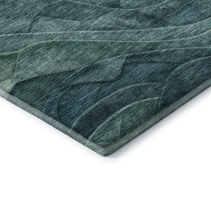 Teal And Green Abstract Washable Area Rug With UV Protection Photo 7