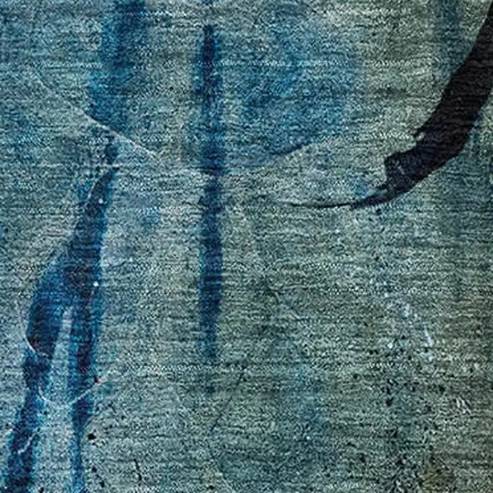 Teal And Green Abstract Washable Area Rug With UV Protection Photo 3