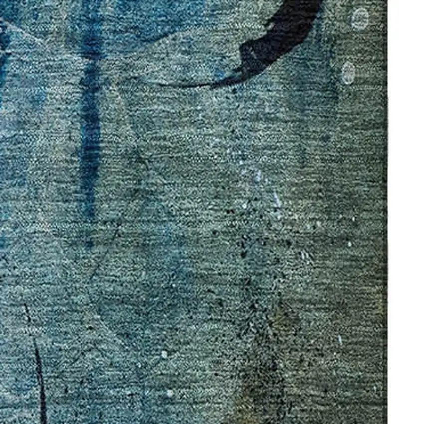 Teal And Green Abstract Washable Area Rug With UV Protection Photo 3