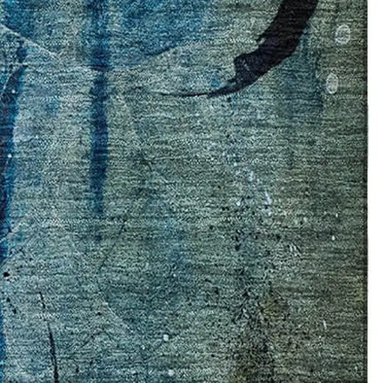 Teal And Green Abstract Washable Area Rug With UV Protection Photo 3