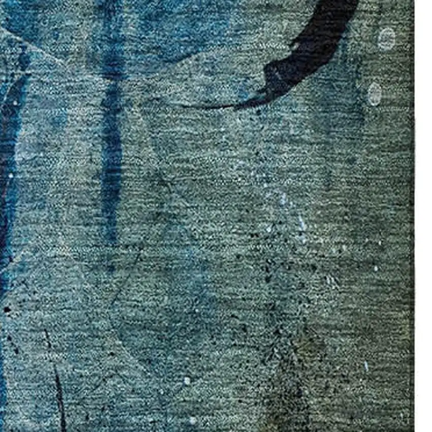 Teal And Green Abstract Washable Area Rug With UV Protection Photo 3