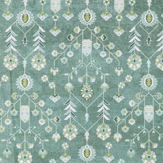 Teal And Green Oriental Washable Area Rug Photo 3