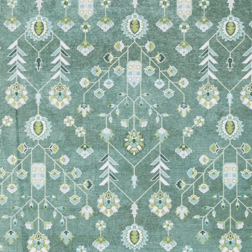 Teal And Green Oriental Washable Area Rug Photo 3