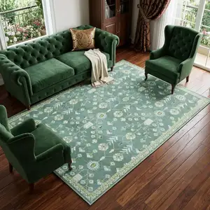 Photo of Teal And Green Oriental Washable Area Rug
