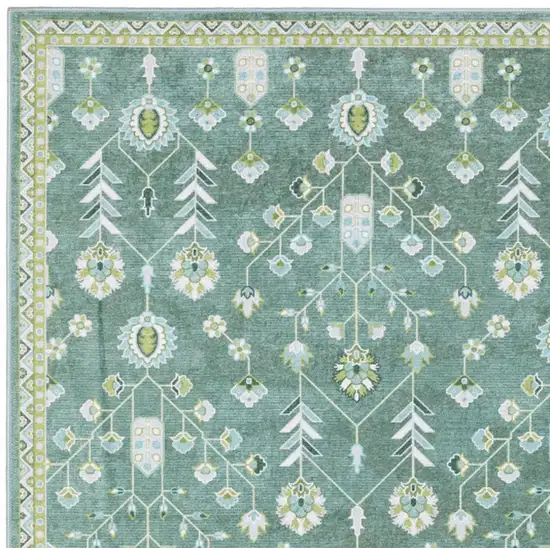 Teal And Green Oriental Washable Area Rug Photo 3