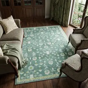 Photo of Teal And Green Oriental Washable Area Rug