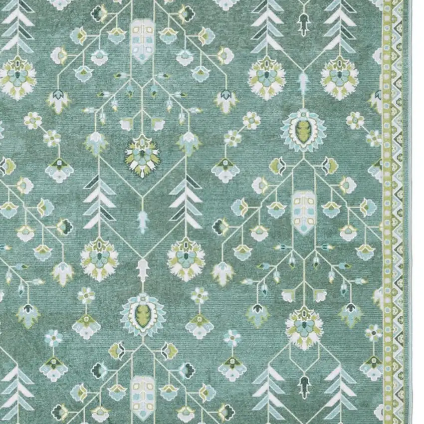 Teal And Green Oriental Washable Area Rug Photo 3