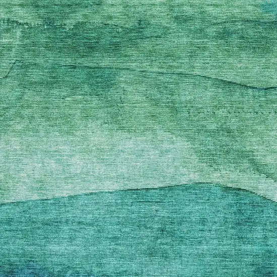 Teal And Green Striped Washable Area Rug With UV Protection Photo 2