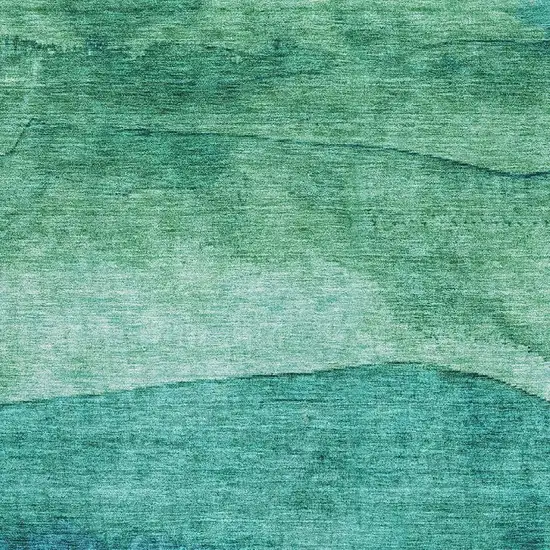 Teal And Green Striped Washable Area Rug With UV Protection Photo 2