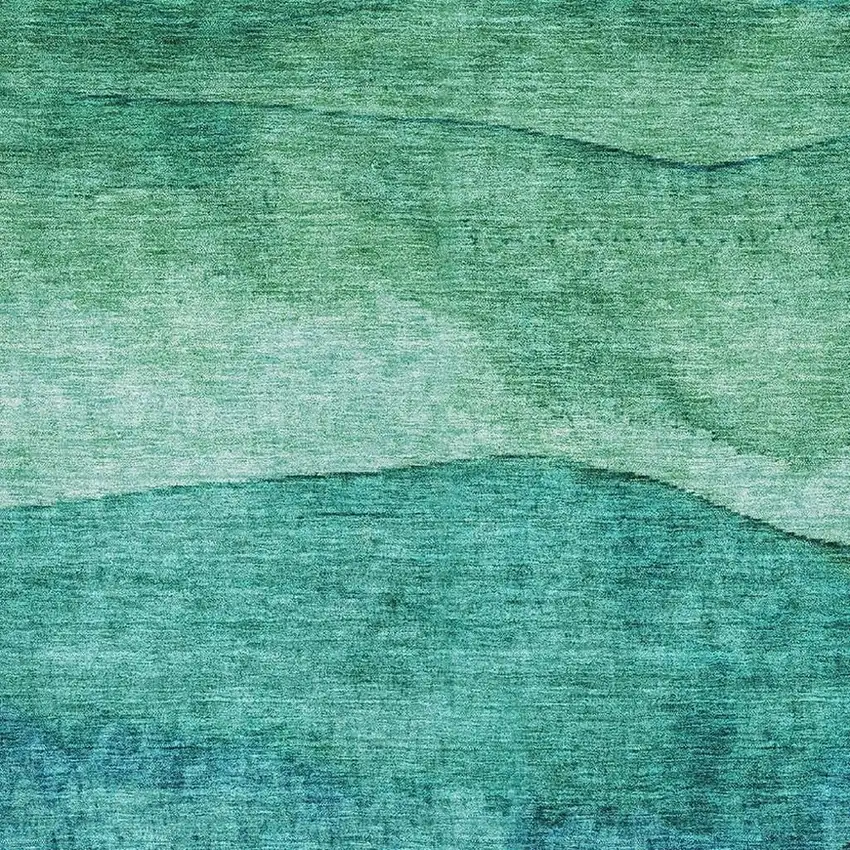 Teal And Green Striped Washable Area Rug With UV Protection Photo 2