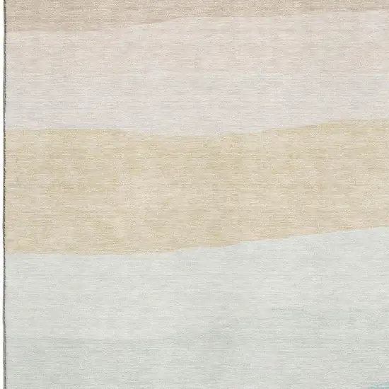 Teal And Green Striped Washable Area Rug With UV Protection Photo 3