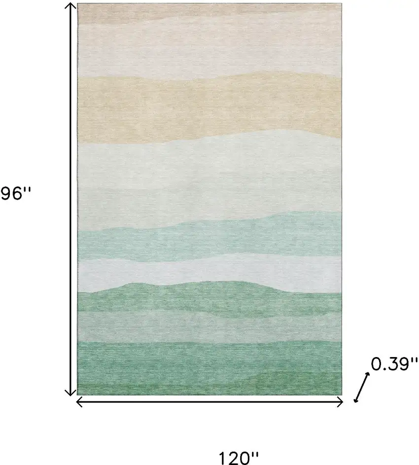 Teal And Green Striped Washable Area Rug With UV Protection Photo 9