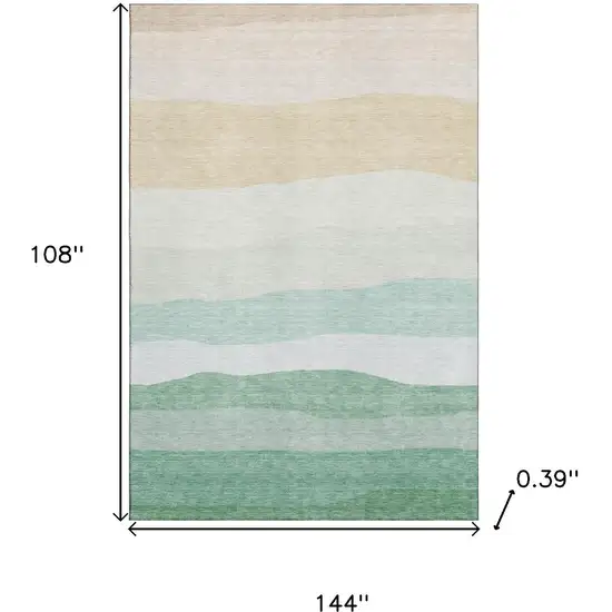 Teal And Green Striped Washable Area Rug With UV Protection Photo 9