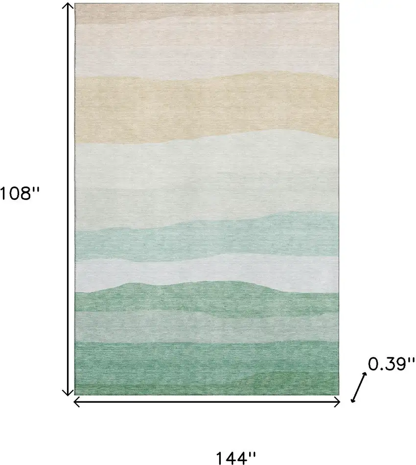 Teal And Green Striped Washable Area Rug With UV Protection Photo 9