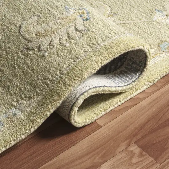 Teal And Green Wool Floral Hand Tufted Square Rug Photo 8