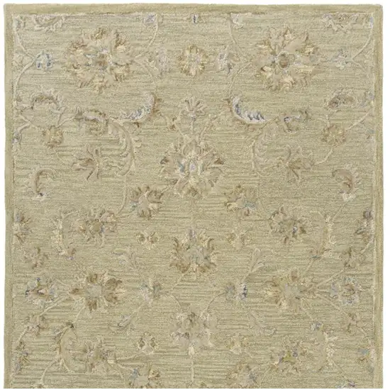 Teal And Green Wool Floral Hand Tufted Square Rug Photo 5