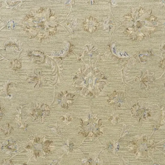 Teal And Green Wool Floral Hand Tufted Square Rug Photo 4