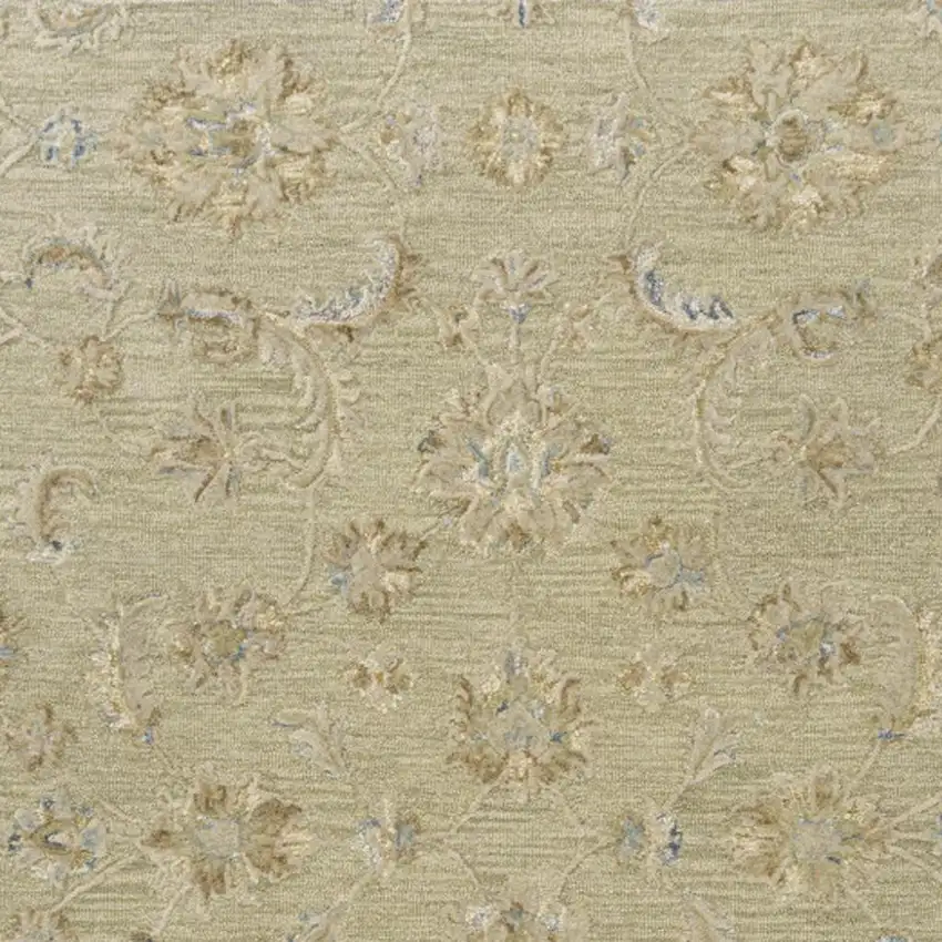 Teal And Green Wool Floral Hand Tufted Square Rug Photo 4