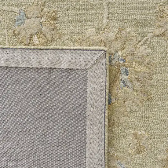 Teal And Green Wool Floral Hand Tufted Square Rug Photo 9