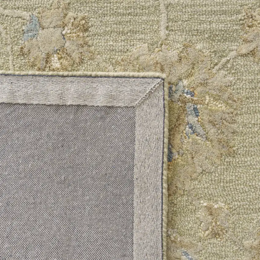 Teal And Green Wool Floral Hand Tufted Square Rug Photo 9