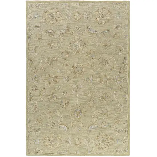 Teal And Green Wool Floral Hand Tufted Square Rug Photo 2